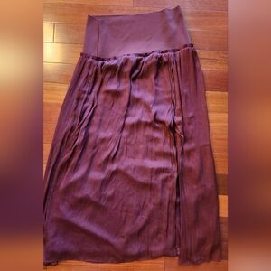 ANTHROPOLOGIE CURRENT AIR Flowy A-Line Maxi Skirt LARGE PLUM
